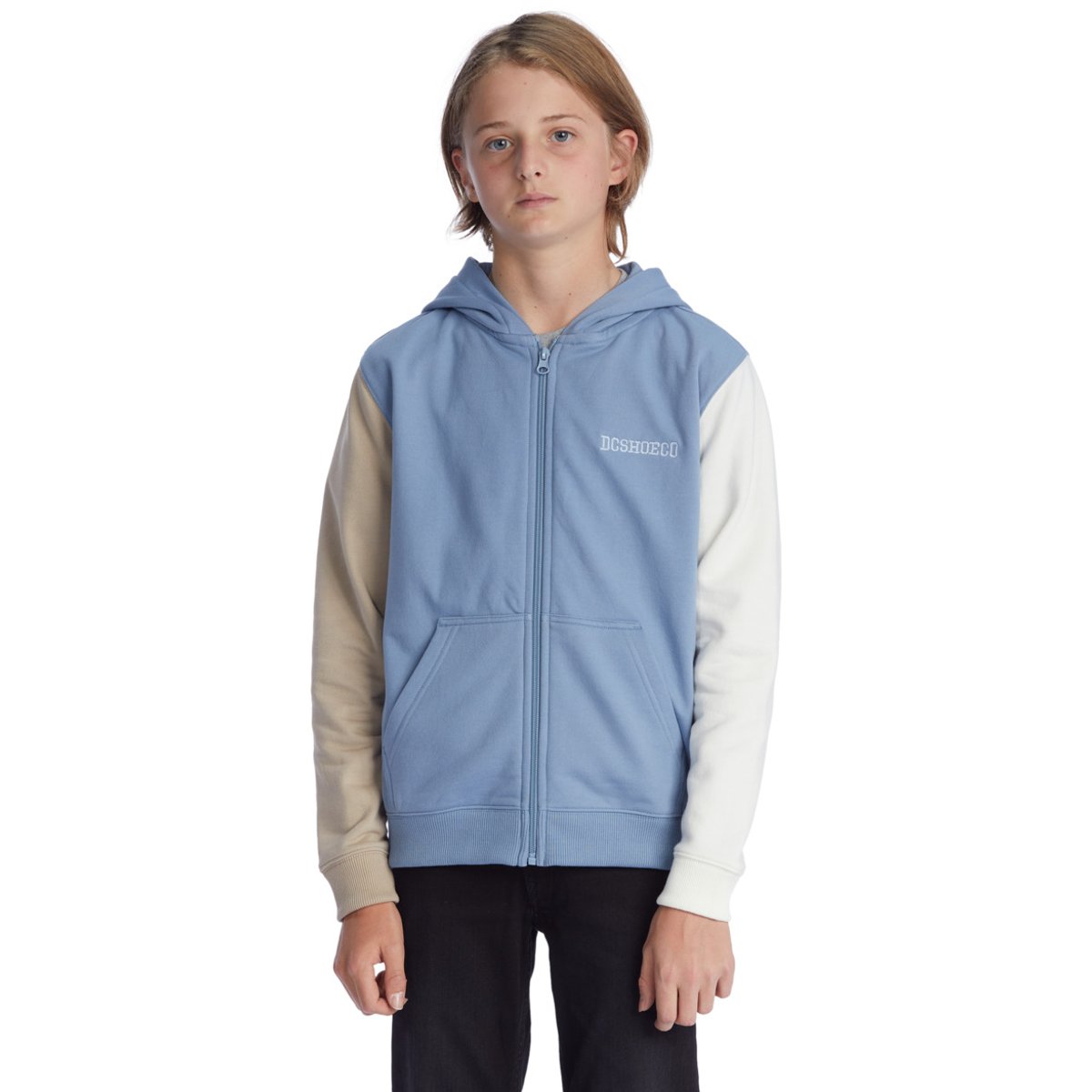 Sweat à capuche zippé RIOT. bleu faded denim colorblock, DC SHOES
