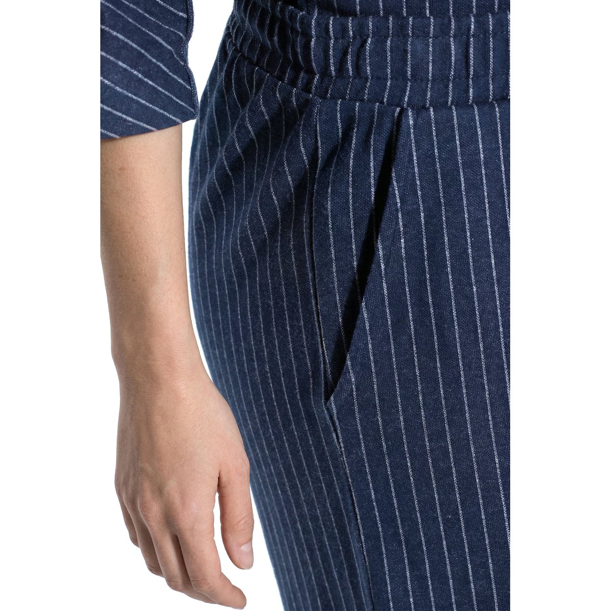 Pantalon Rose en molleton, fines rayures marine, ULLA POPKEN