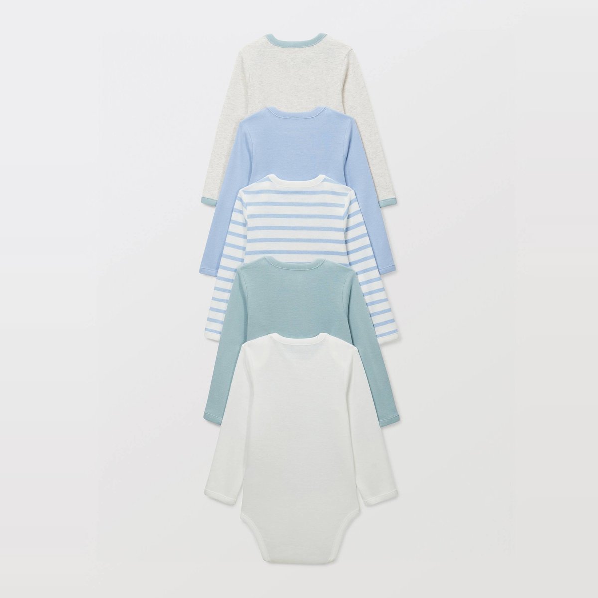Lot de 5 bodies manches longues imprimé en coton BIO GOTS angelot, BOUT'CHOU