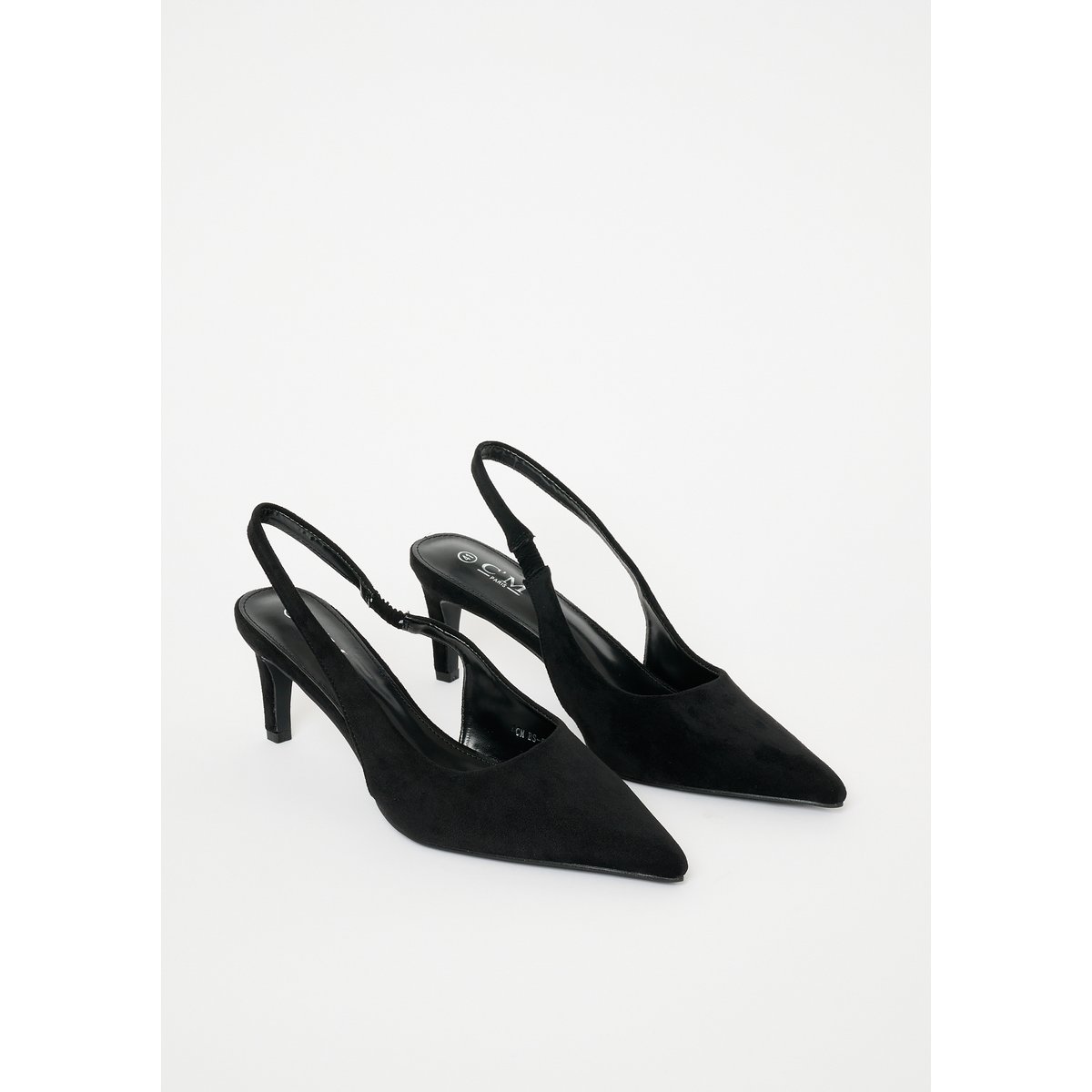 Escarpins slingback en suédine noir, LOLALIZA