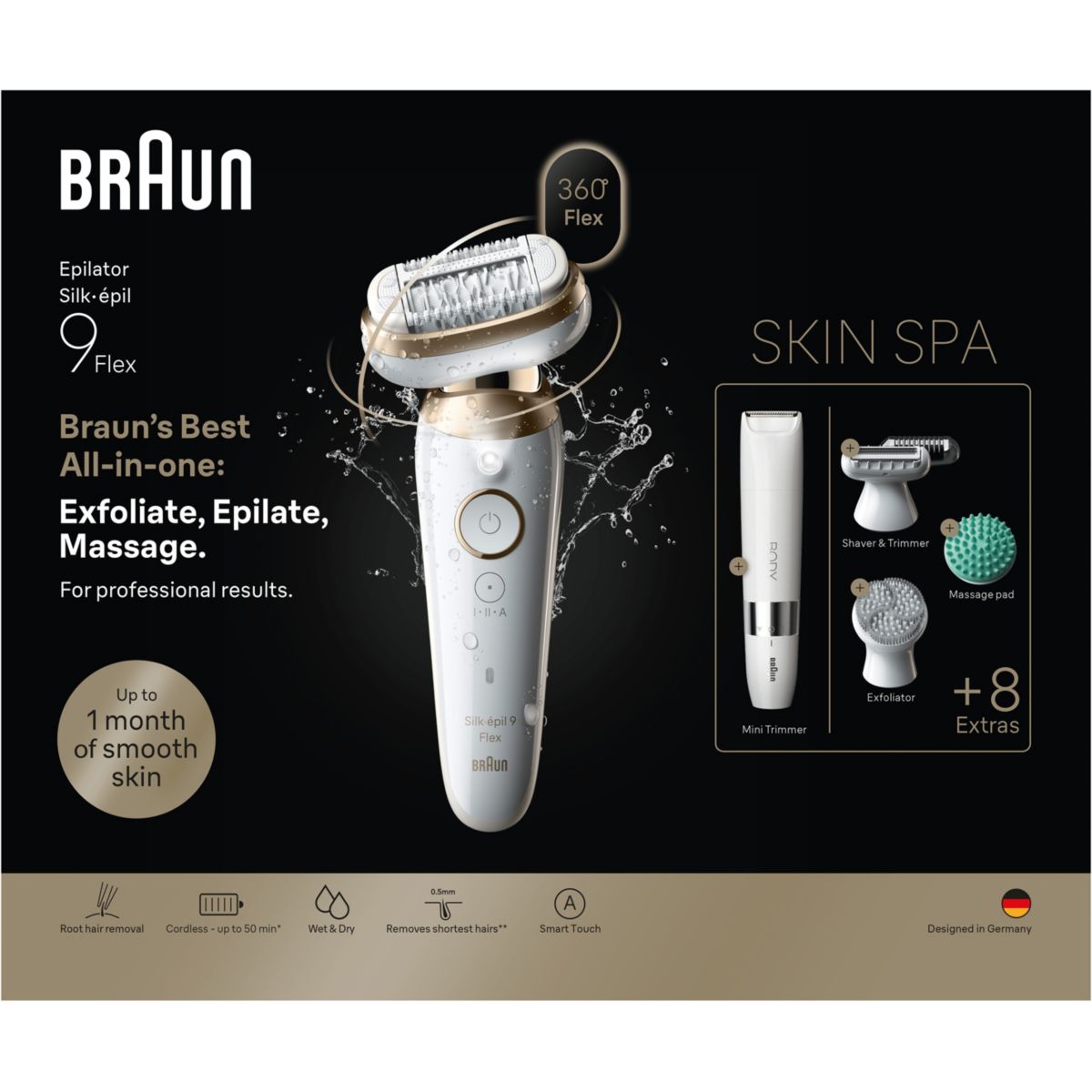 Epilateur électrique Silk-épil SES 9-481 3D Flex Skin Spa couleur unique, BRAUN