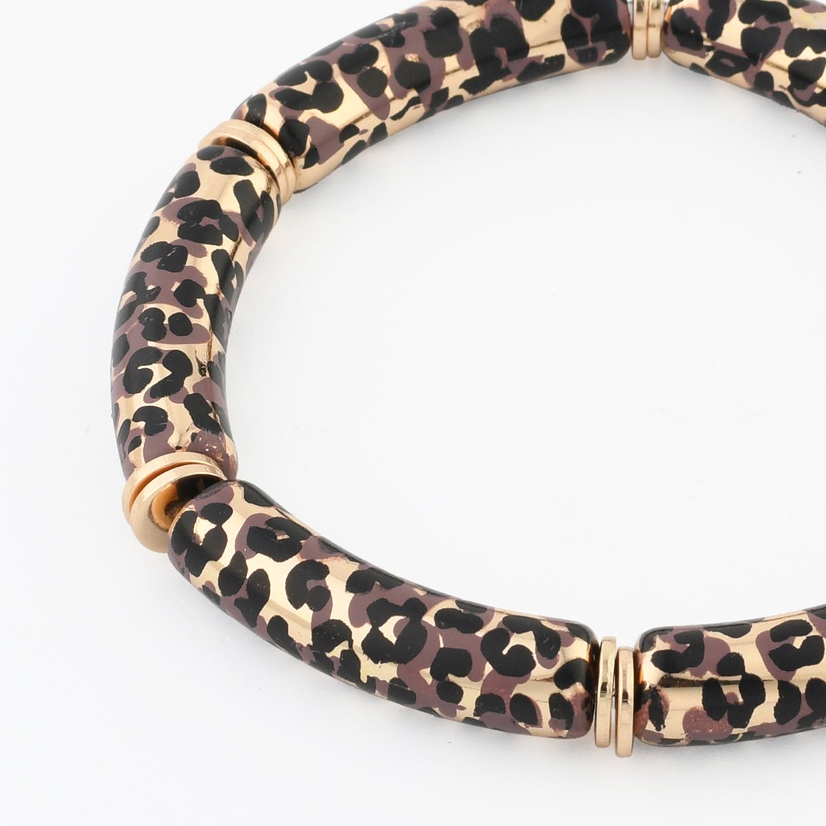 Bracelet tubes Balagane imprimé léopard marron, BALABOOSTE