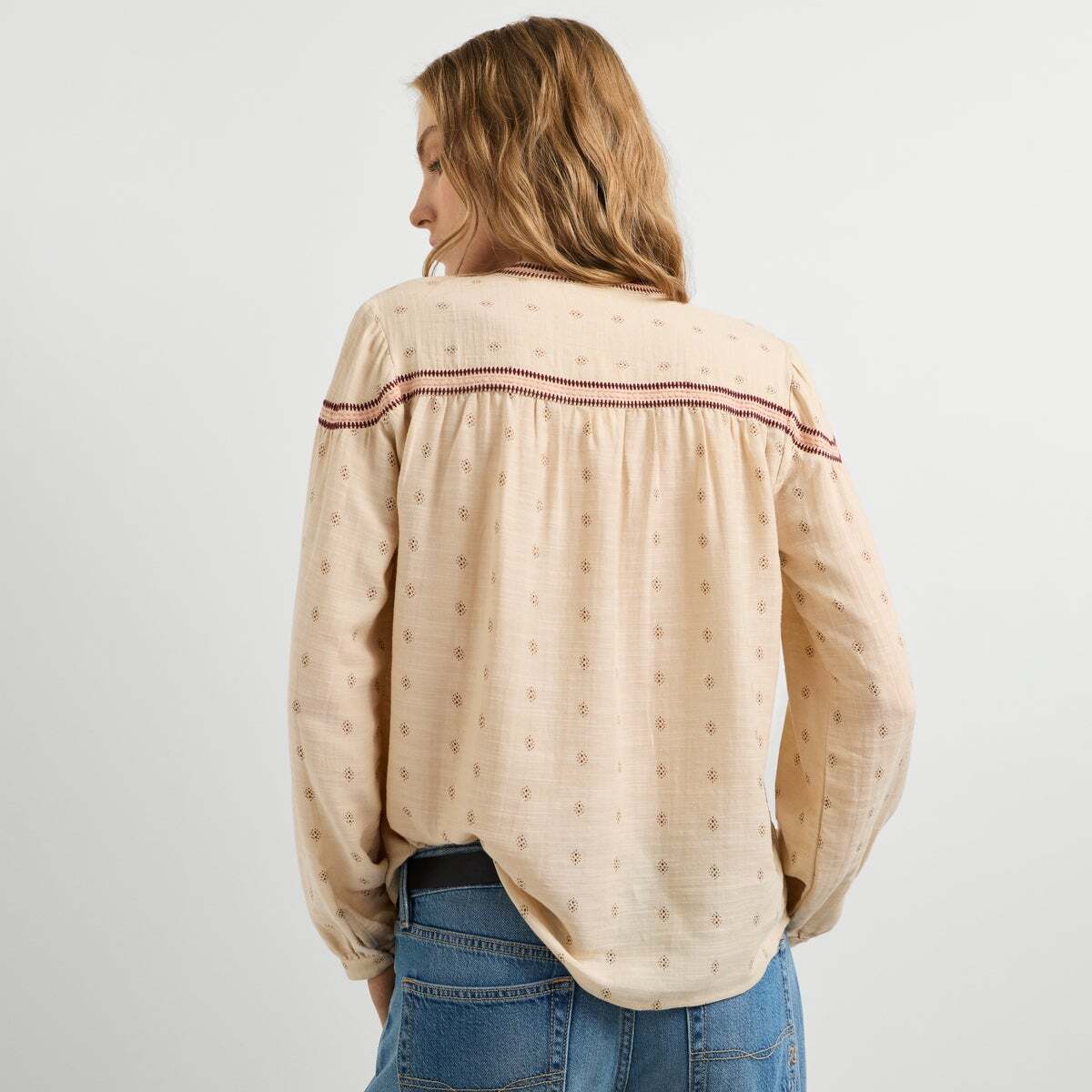 Blouse Fluide À Col Mao blanche mousse, PEPE JEANS