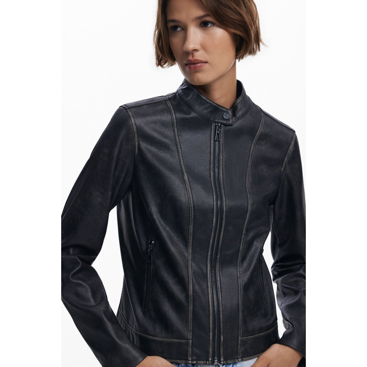 Veste effet cuir usé noir, DESIGUAL