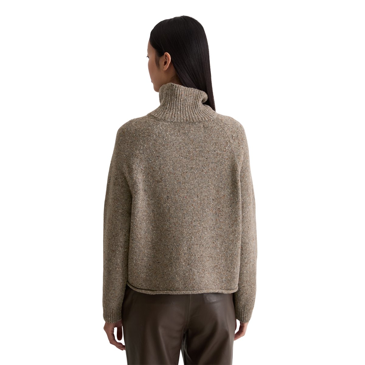 Pull en tweed régulier en mélange de laine vierge brun foncé, MARC O'POLO
