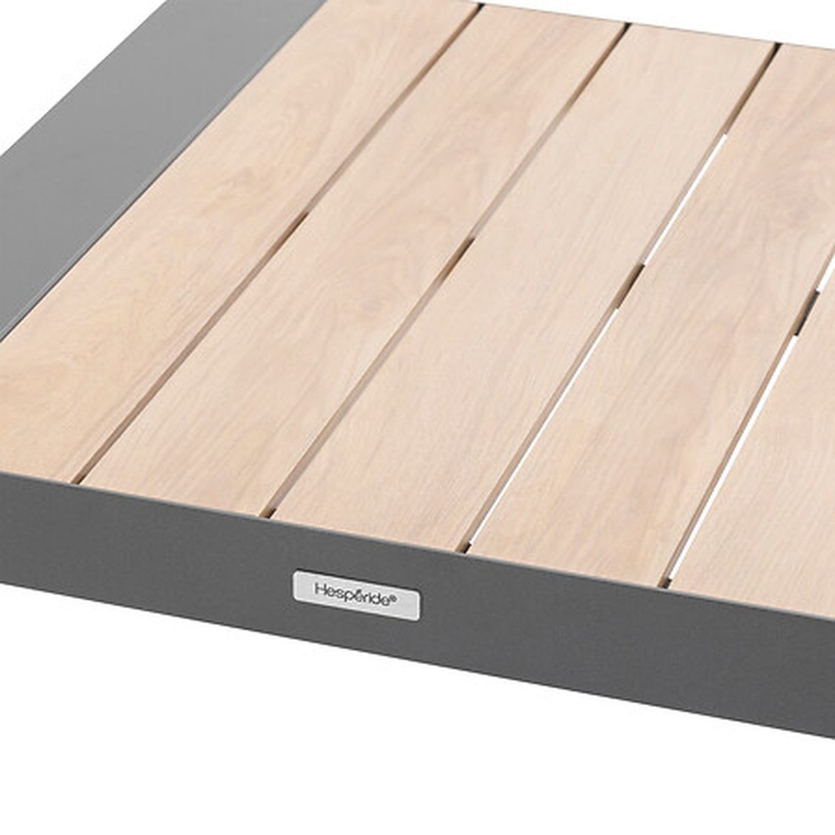 Table basse de jardin carrée en aluminium à lattes ÉVASION lin et argile, HESPERIDE