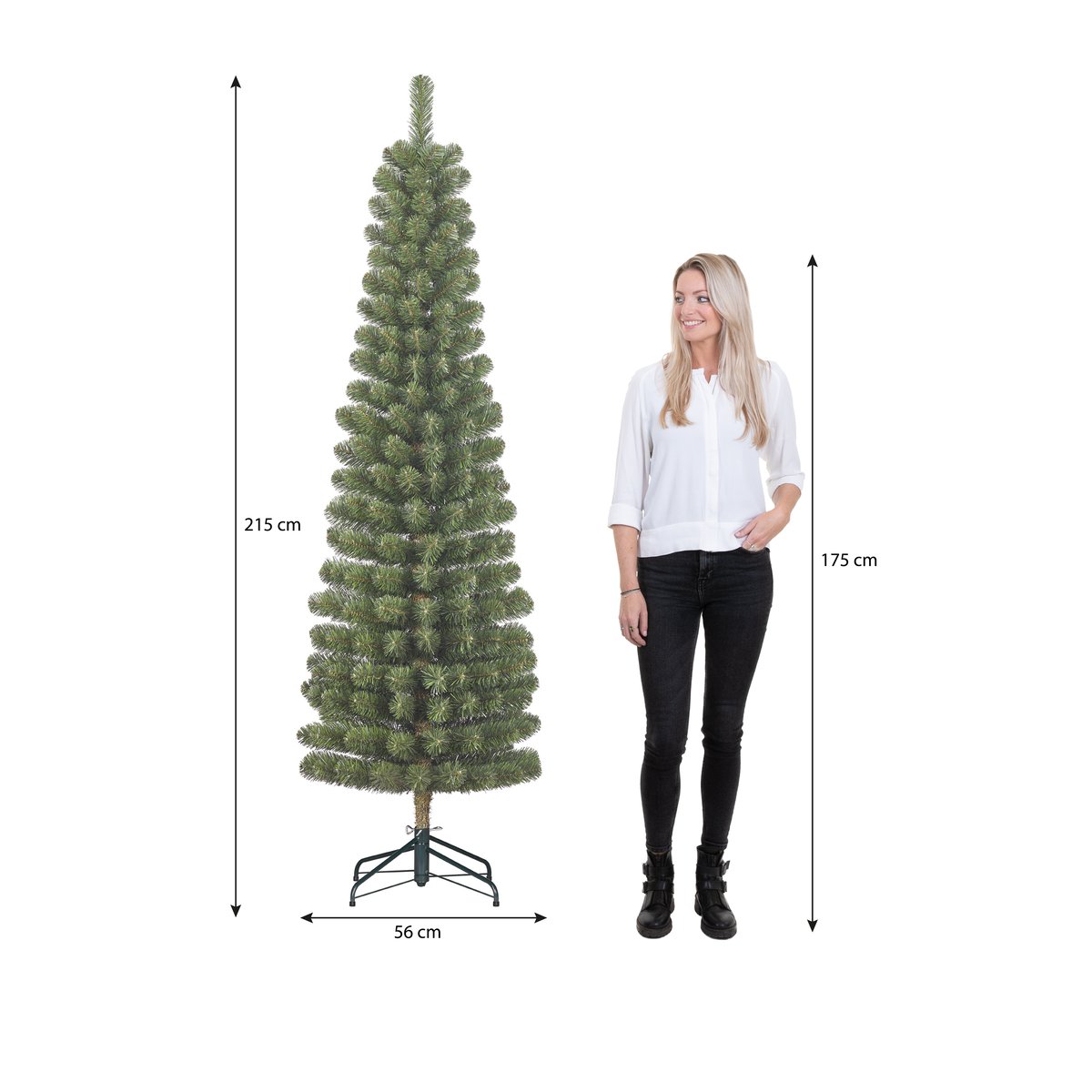Sapin de Noël artificiel étroit H215 cm CHARLTON vert, BLACK BOX TREES