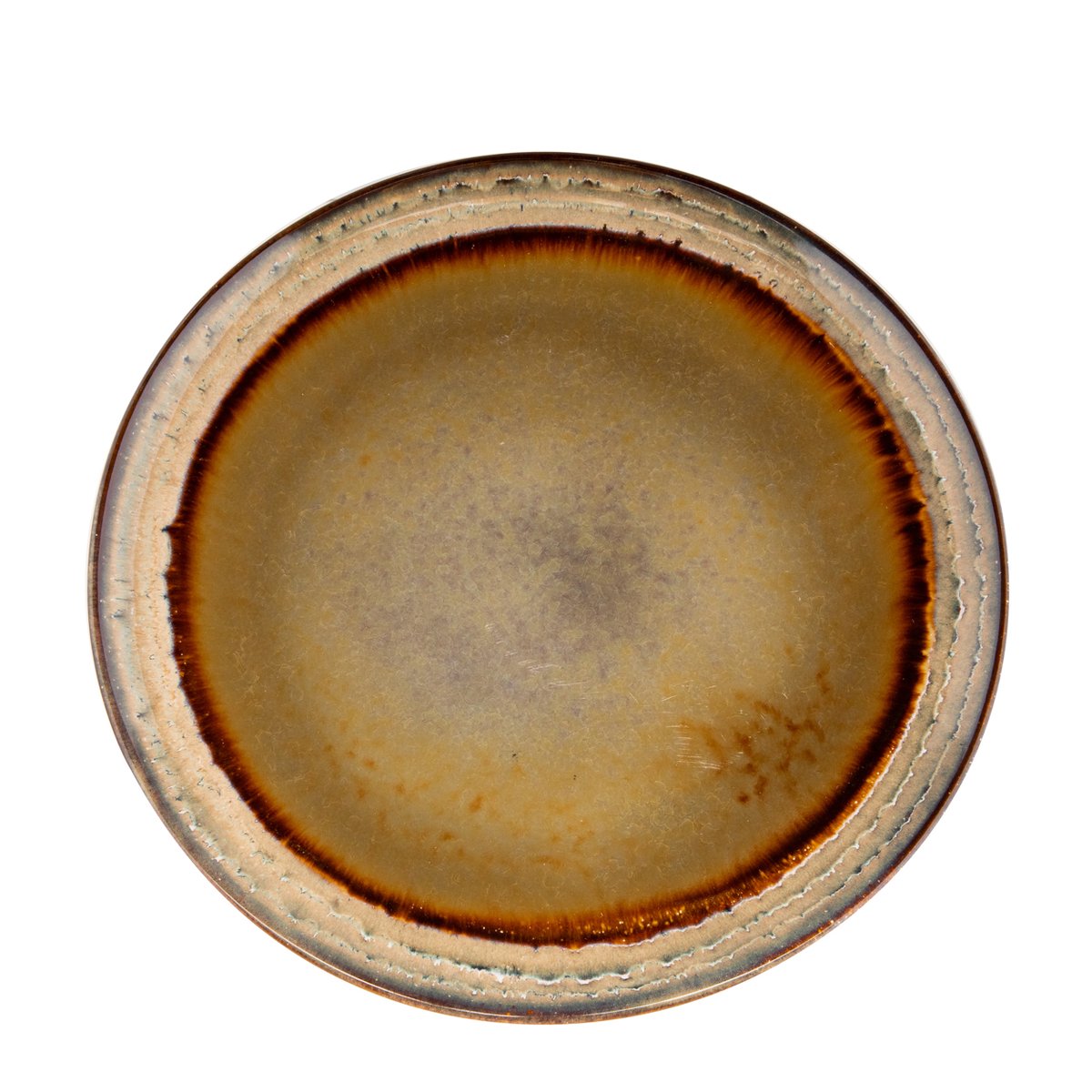 Assiette à dîner en grès cérame COMPORTA marron ambré, BAZAR BIZAR