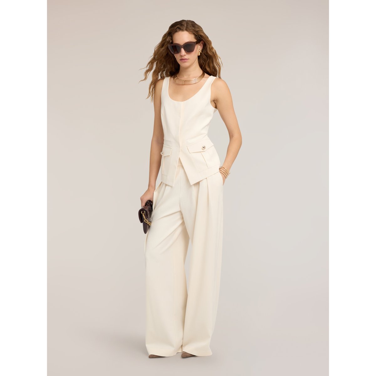 Gilet ajusté avec boutons blanc, MOTIVI