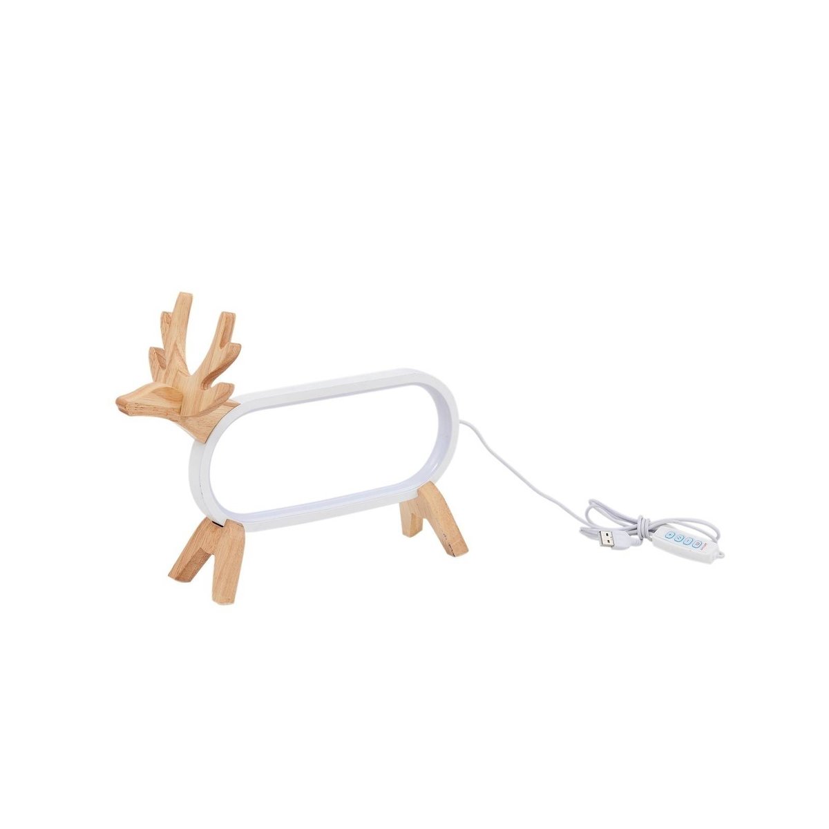 Lampe à poser en bois scandinaveLED, Hirvi bois clair, blanc, LINDBY