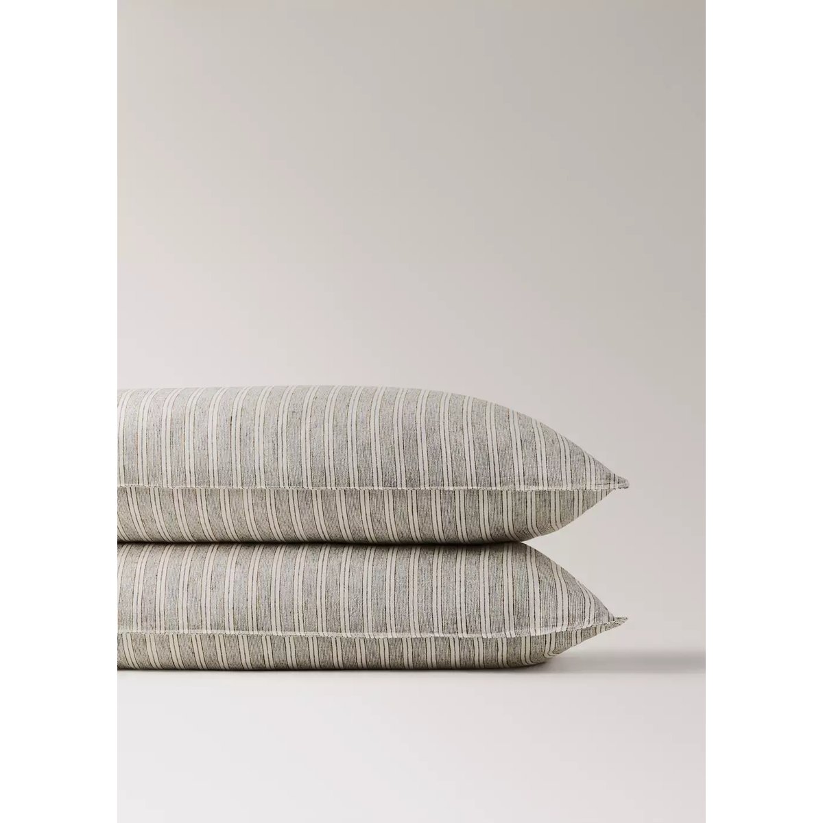 Taie d’oreiller lin cotonà rayures 50x75 cm sable, MANGO HOME