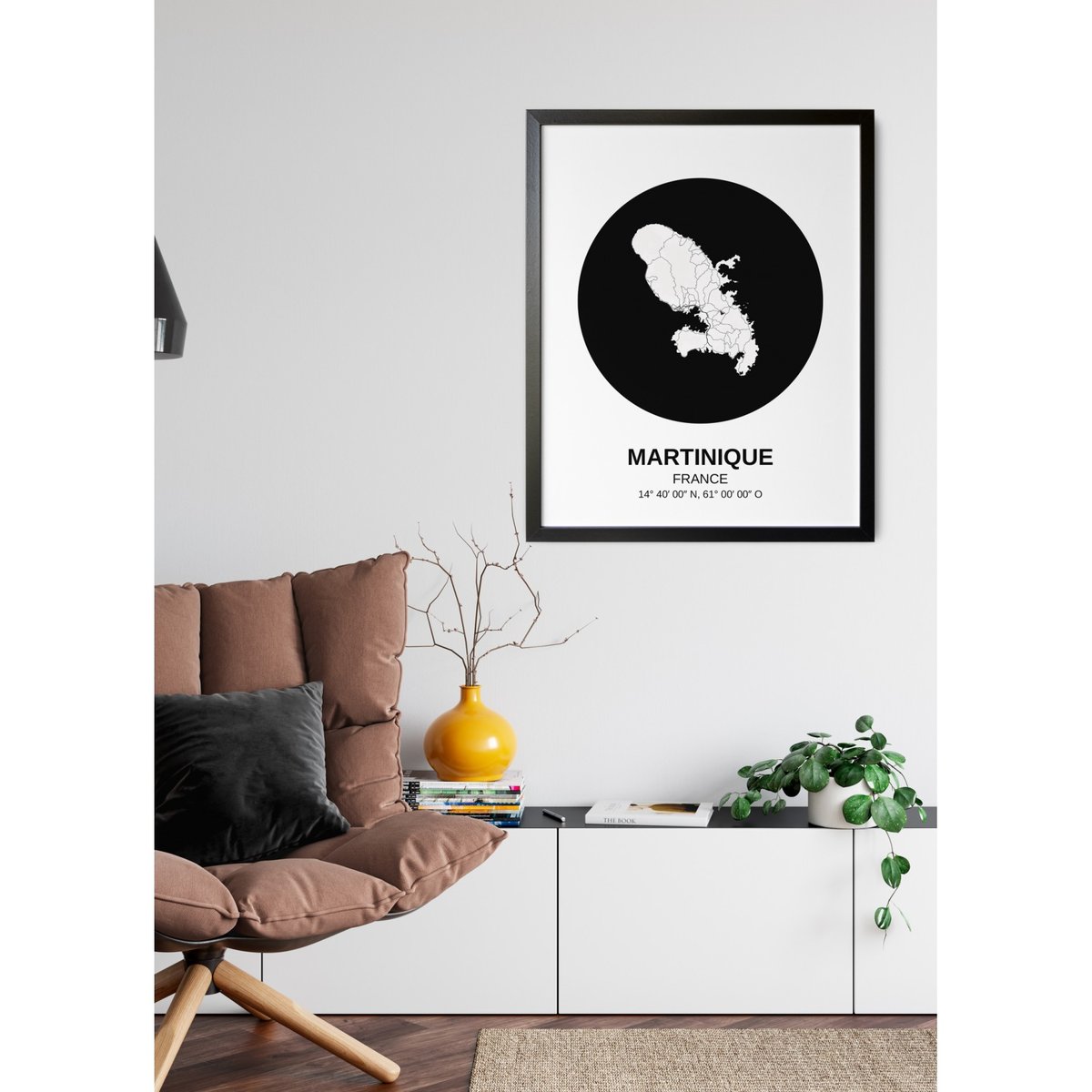 Affiche Carte Martinique blanc, L'AFFICHERIE