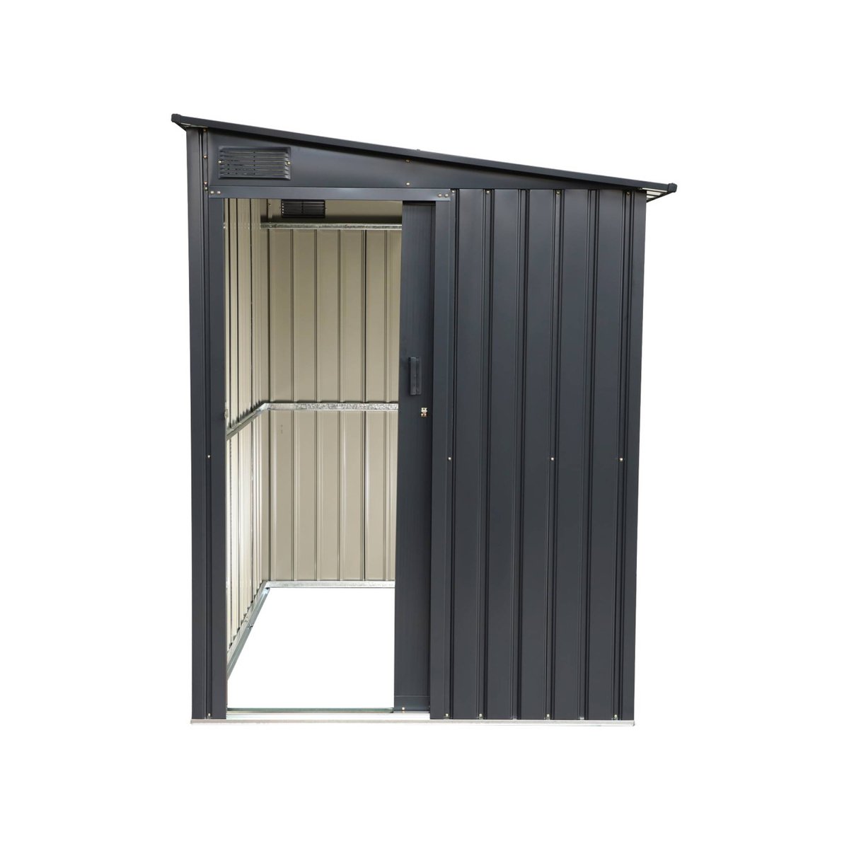 Abri de jardin adossable acier galvanisé 2,91m² avec porte coulissante et kit d'ancrage BRAY terracotta, SWEEEK