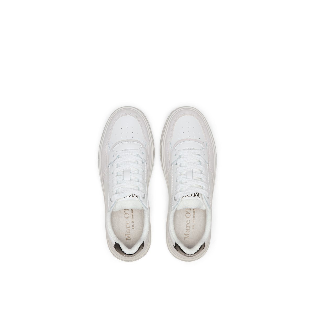 Baskets de cour en cuir de vache avec doublure en éponge blanc, MARC O'POLO