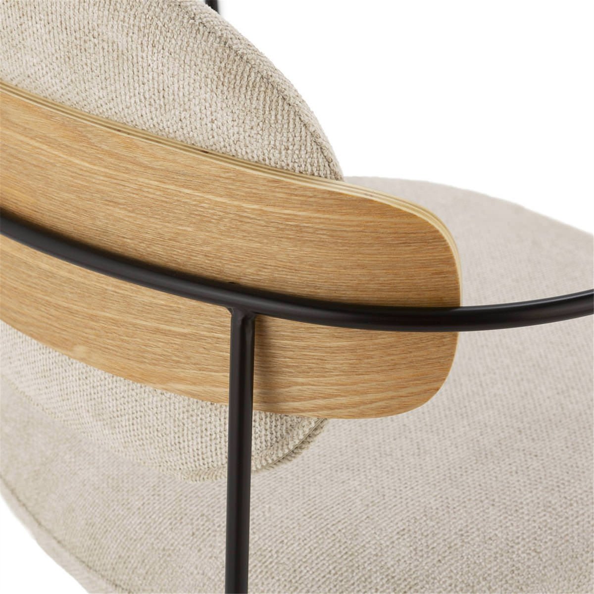 Chaise contemporaine en tissu et métal noir, naturel et blanc, RECOLLECTION