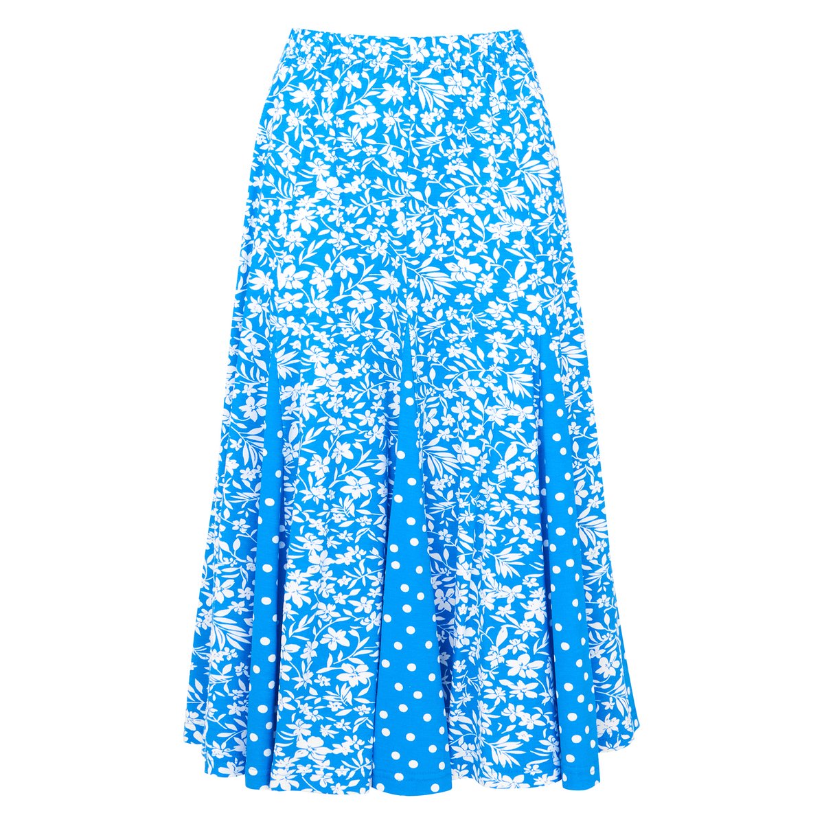 Jupe Patineuse Godets et Imprimé Floral bleu, JOE BROWNS