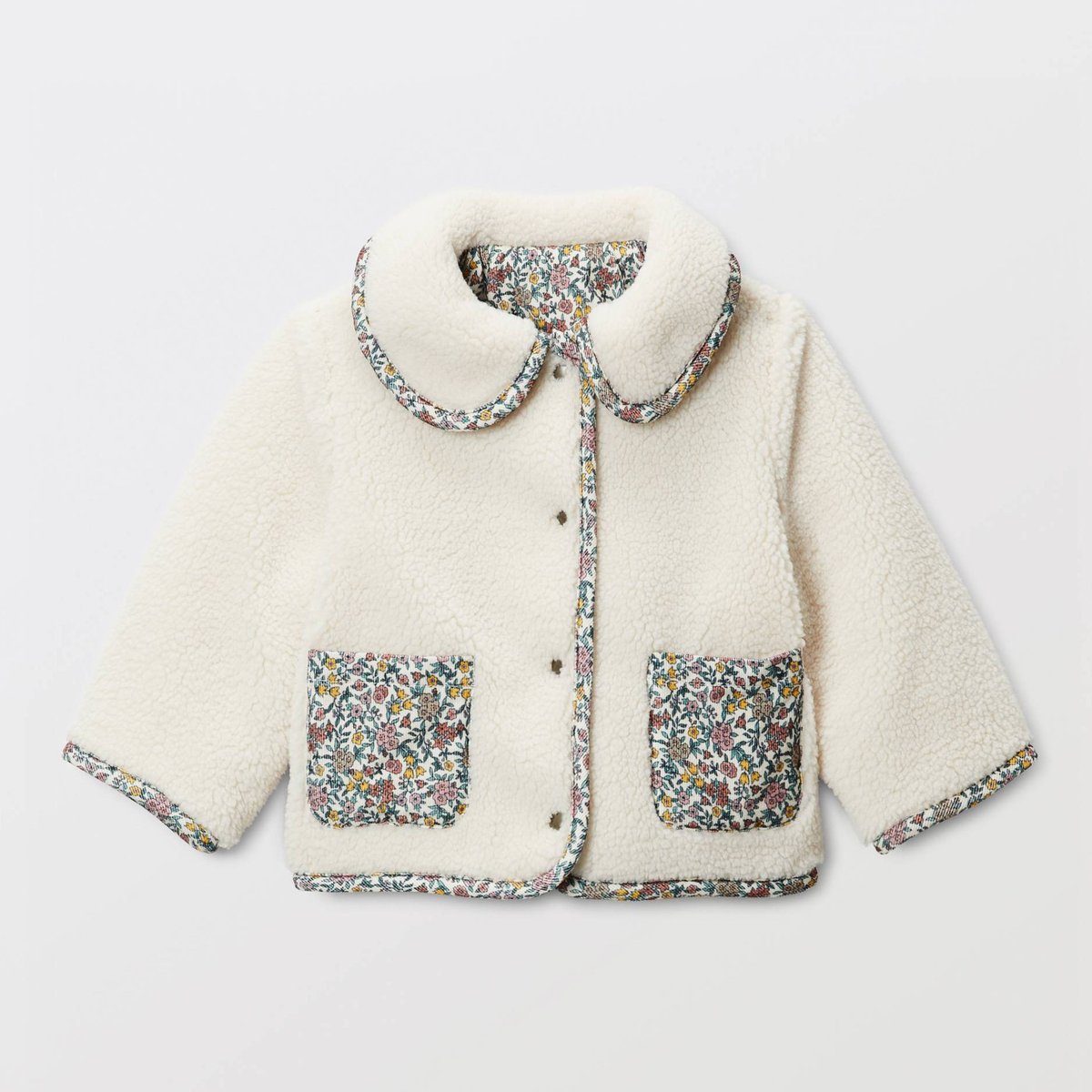 Veste réversible en moumoute et en velours imprimée naturel, BOUT'CHOU