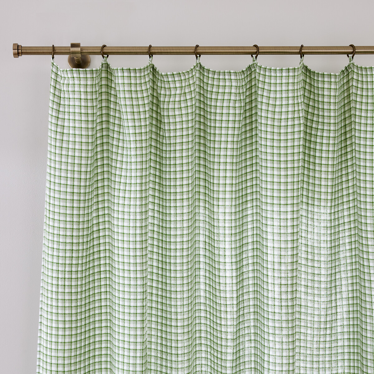 Rideau motif vichy, gaze de coton, à anneaux, NINON vichy vert, LA REDOUTE INTERIEURS