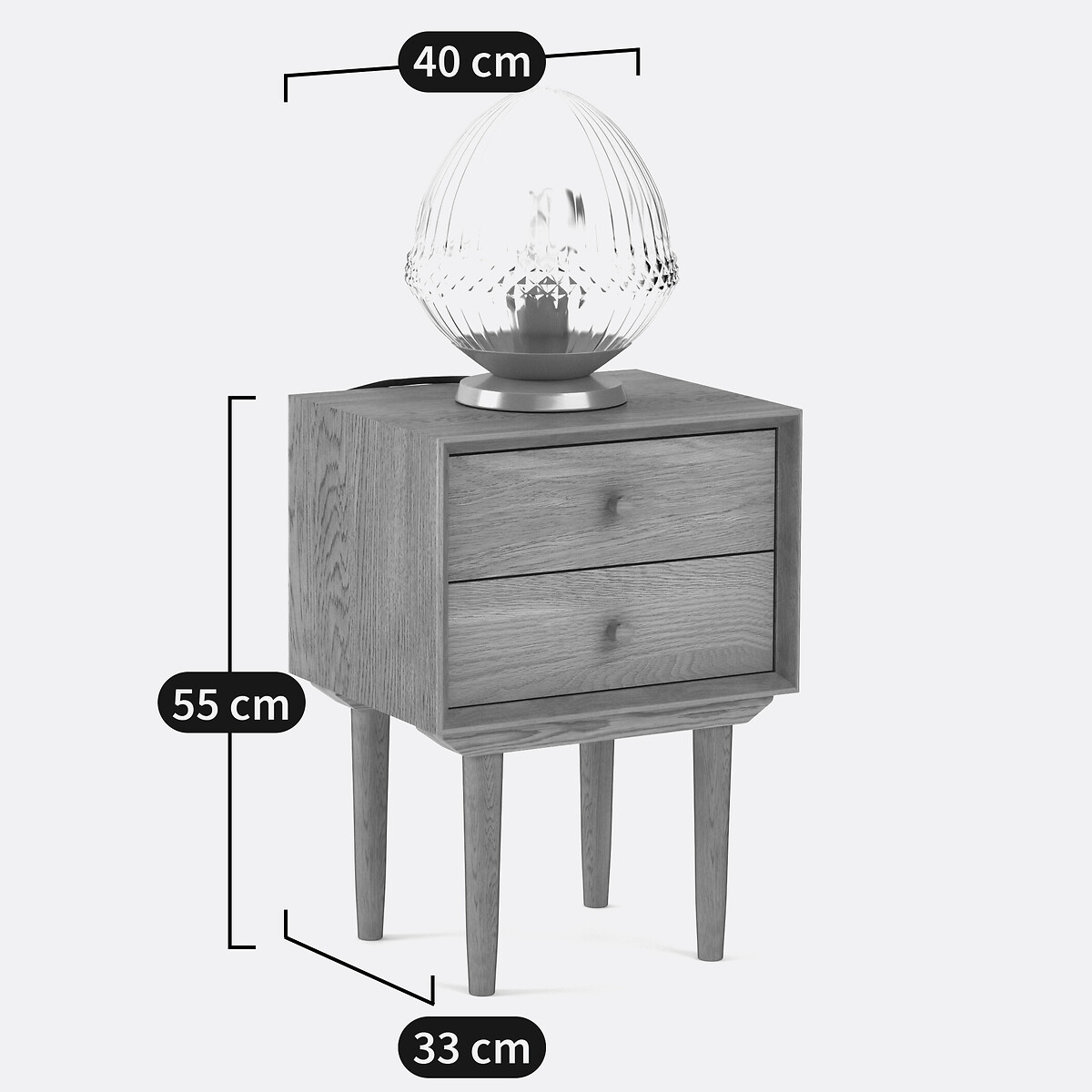 Chevet vintage, Quilda bois clair chêne, LA REDOUTE INTERIEURS