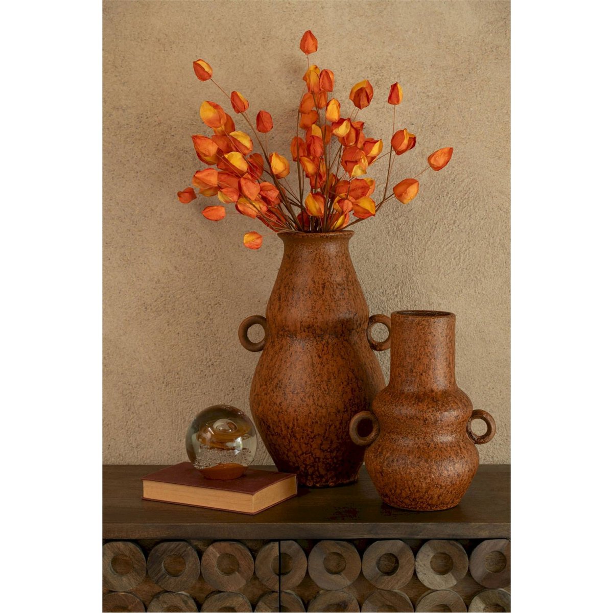 Vase en poterie à anses cognac, RECOLLECTION