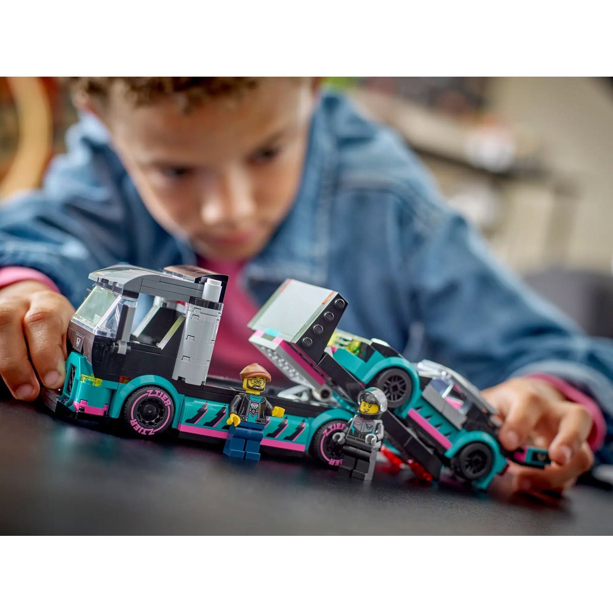 LEGO City - Voiture de course et camion de transport - Set 60406 pour enfants multicolore, LEGO