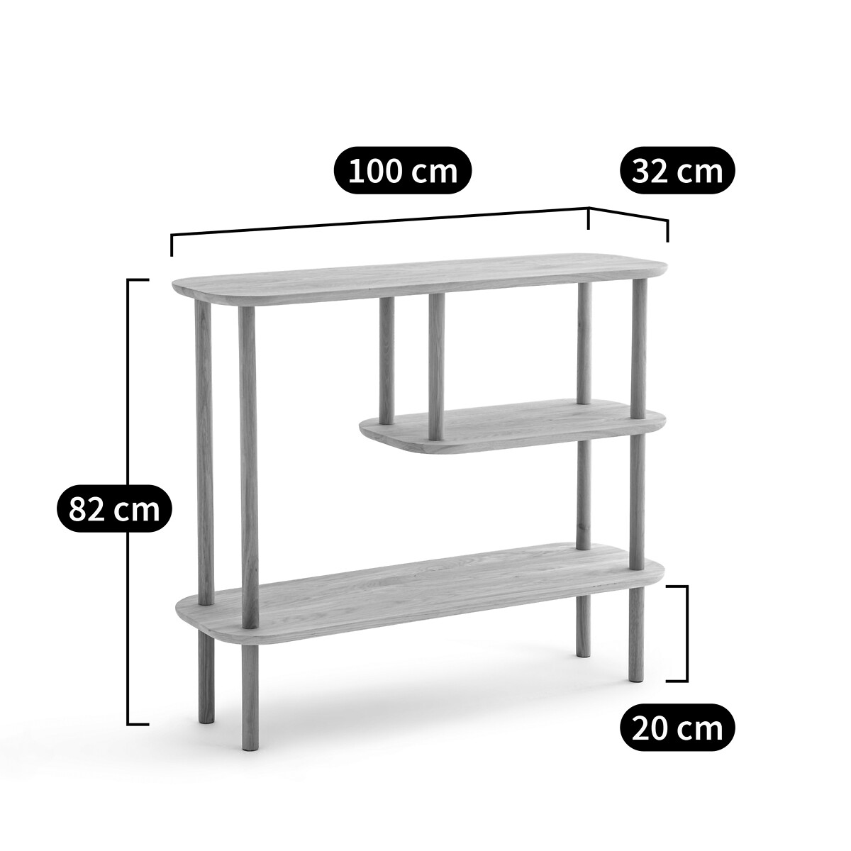 Console asymétrique chêne massif, Crueso chêne, LA REDOUTE INTERIEURS