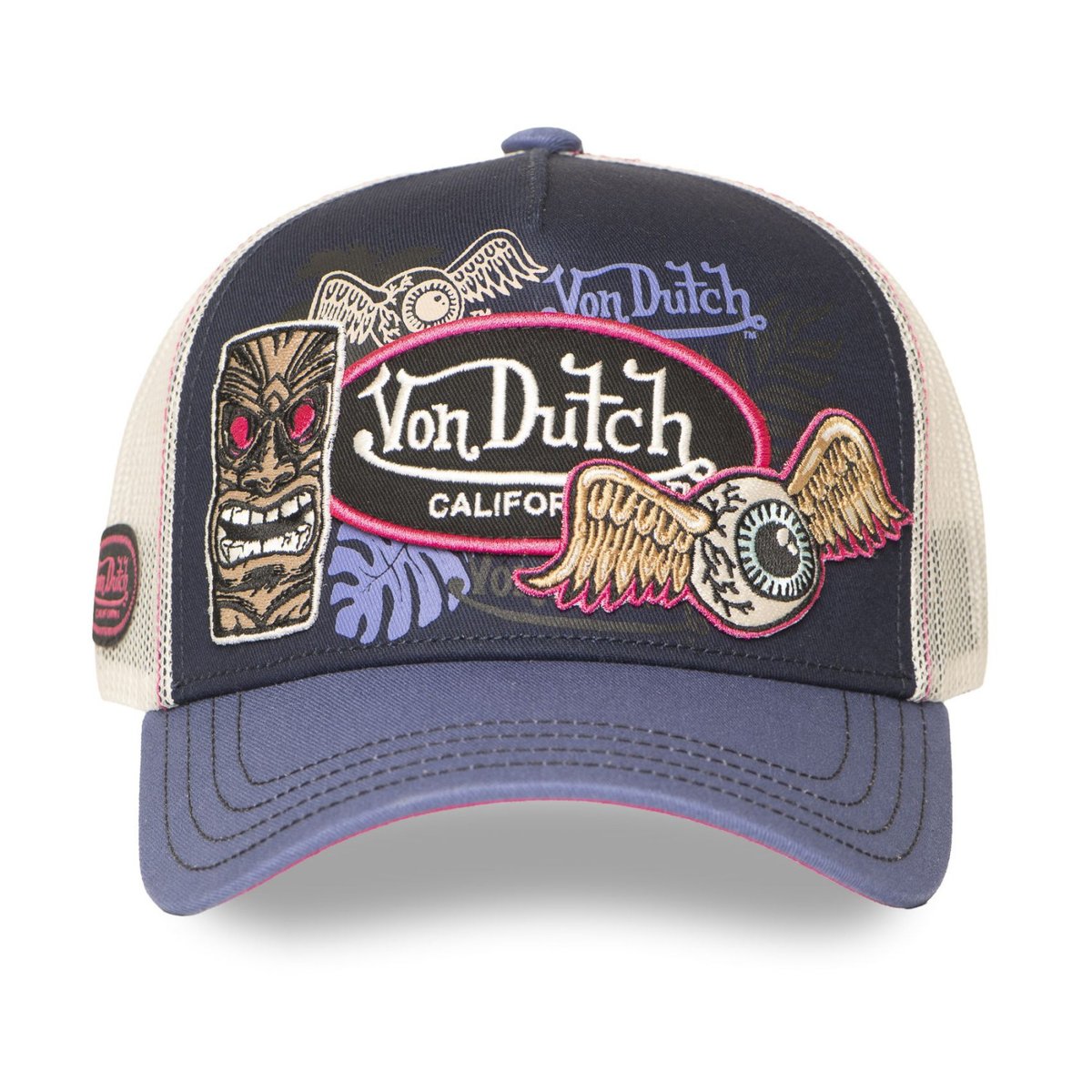 Casquette Trucker Patches violet/bleu foncé/rose/beige, VON DUTCH