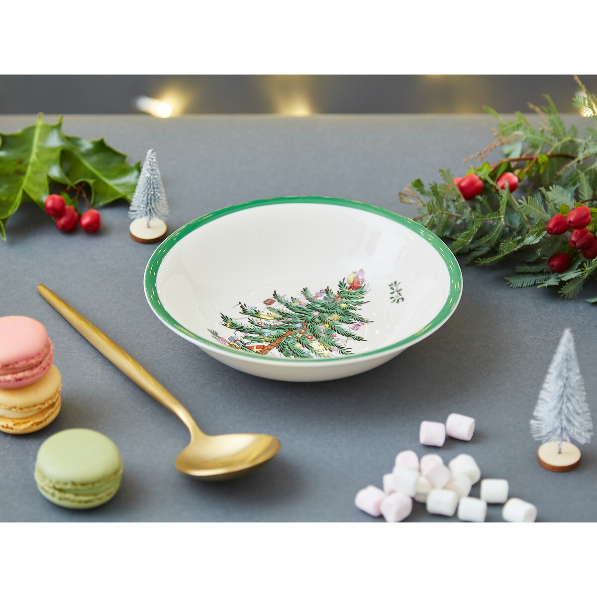 Set of 4 Christmas Tree Cereal Bowls white, SPODE