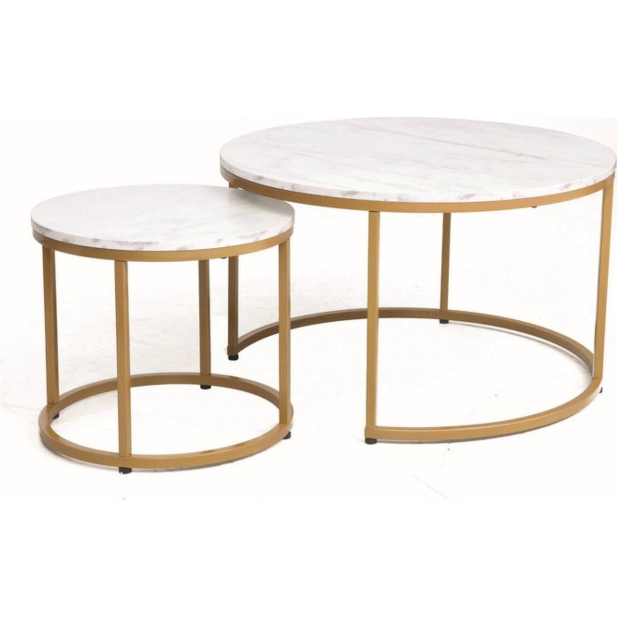 Lot de 2 tables basses rondes DION blanc, RECOLLECTION