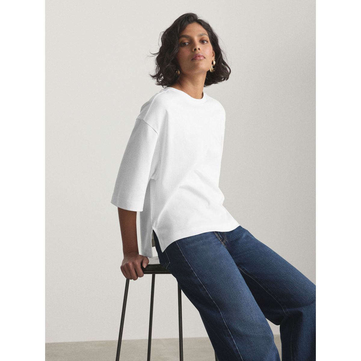 T-shirt droit ras du cou à manches courtes blanc, NEXT
