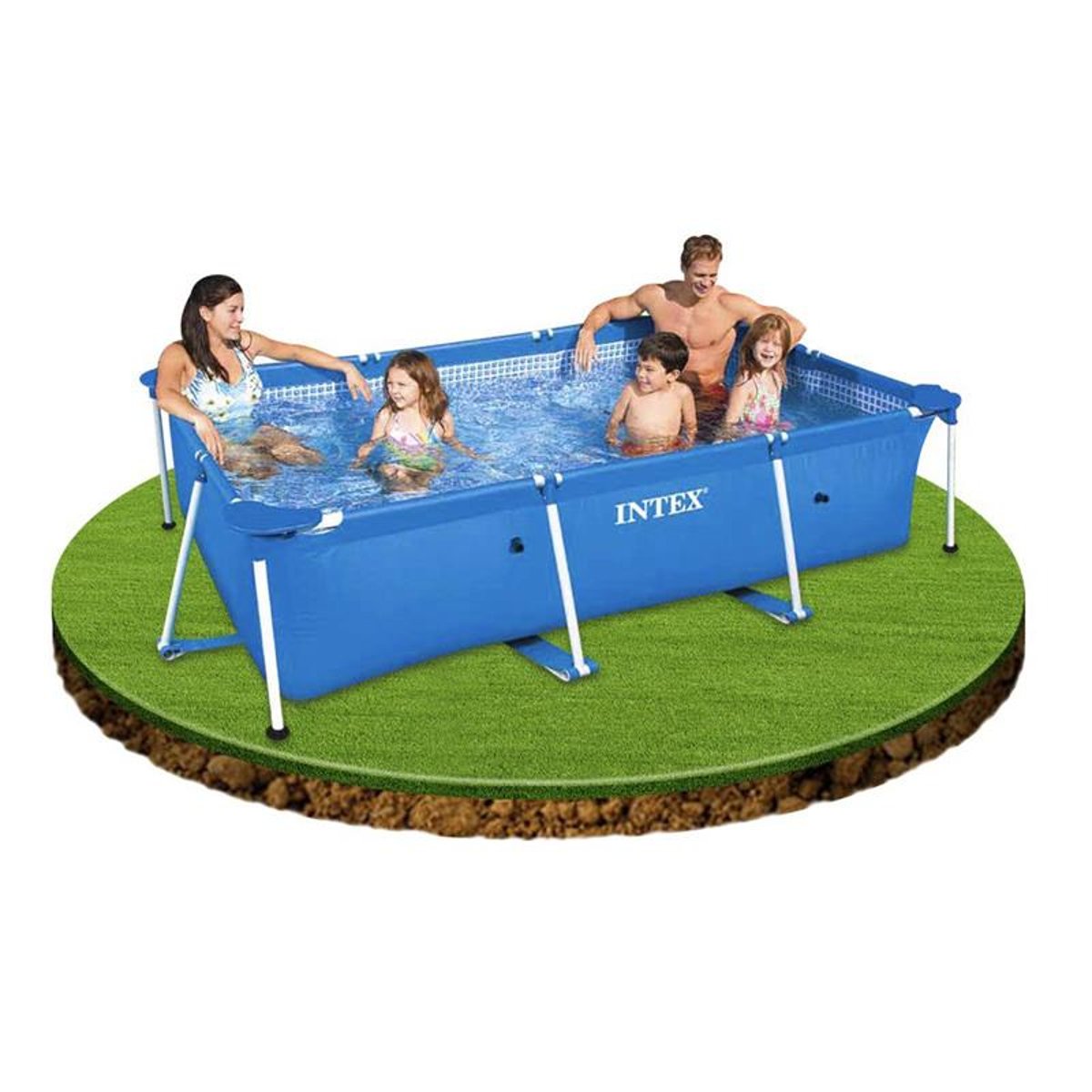 Piscine tubulaire réctangulaire 300 x 200 x 75 cm couleur unique, INTEX