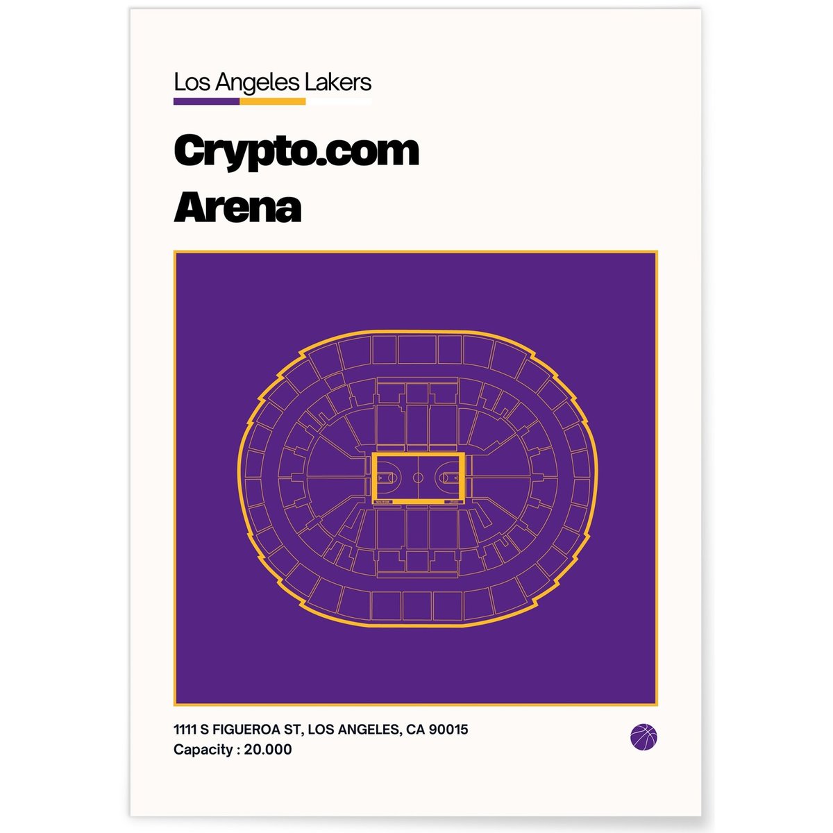 Affiche Crypto Arena - Los Angeles Lakers blanc, L'AFFICHERIE