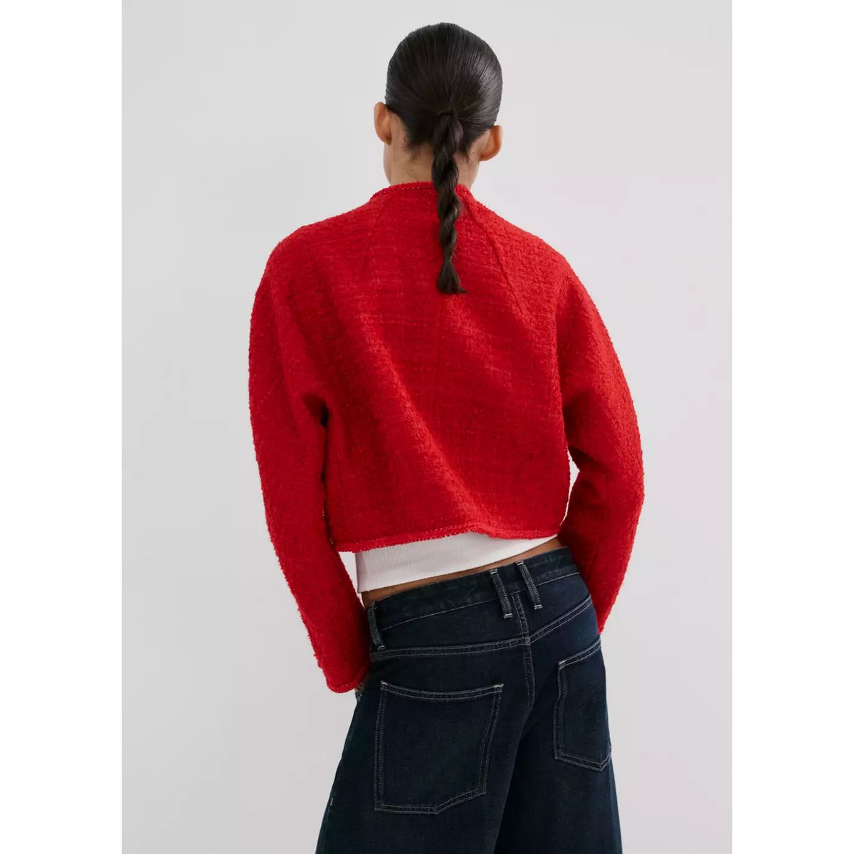 Veste tweed boutons bijoux rouge, MANGO