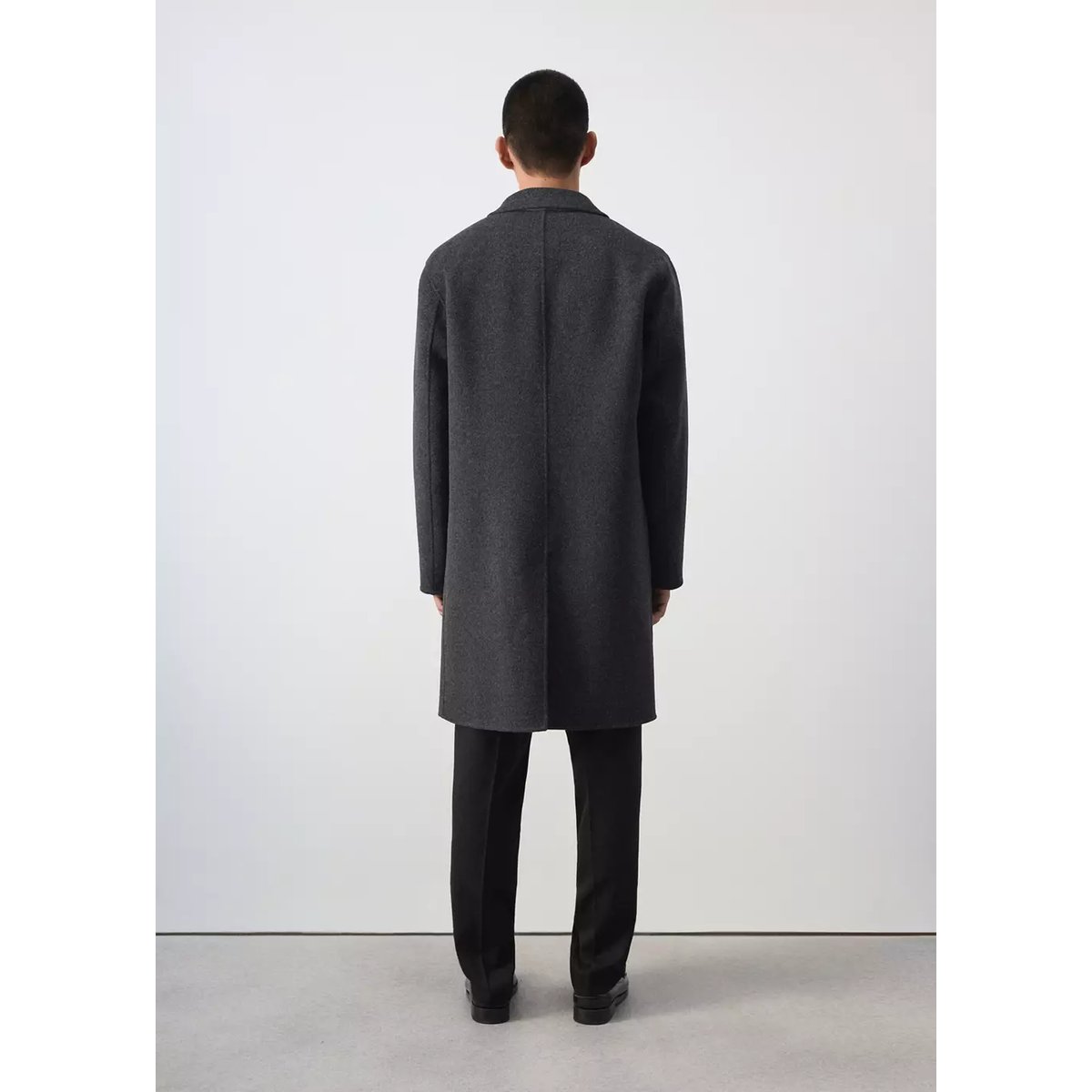 Manteau laine mélangée boutons gris anthracite, MANGO MAN
