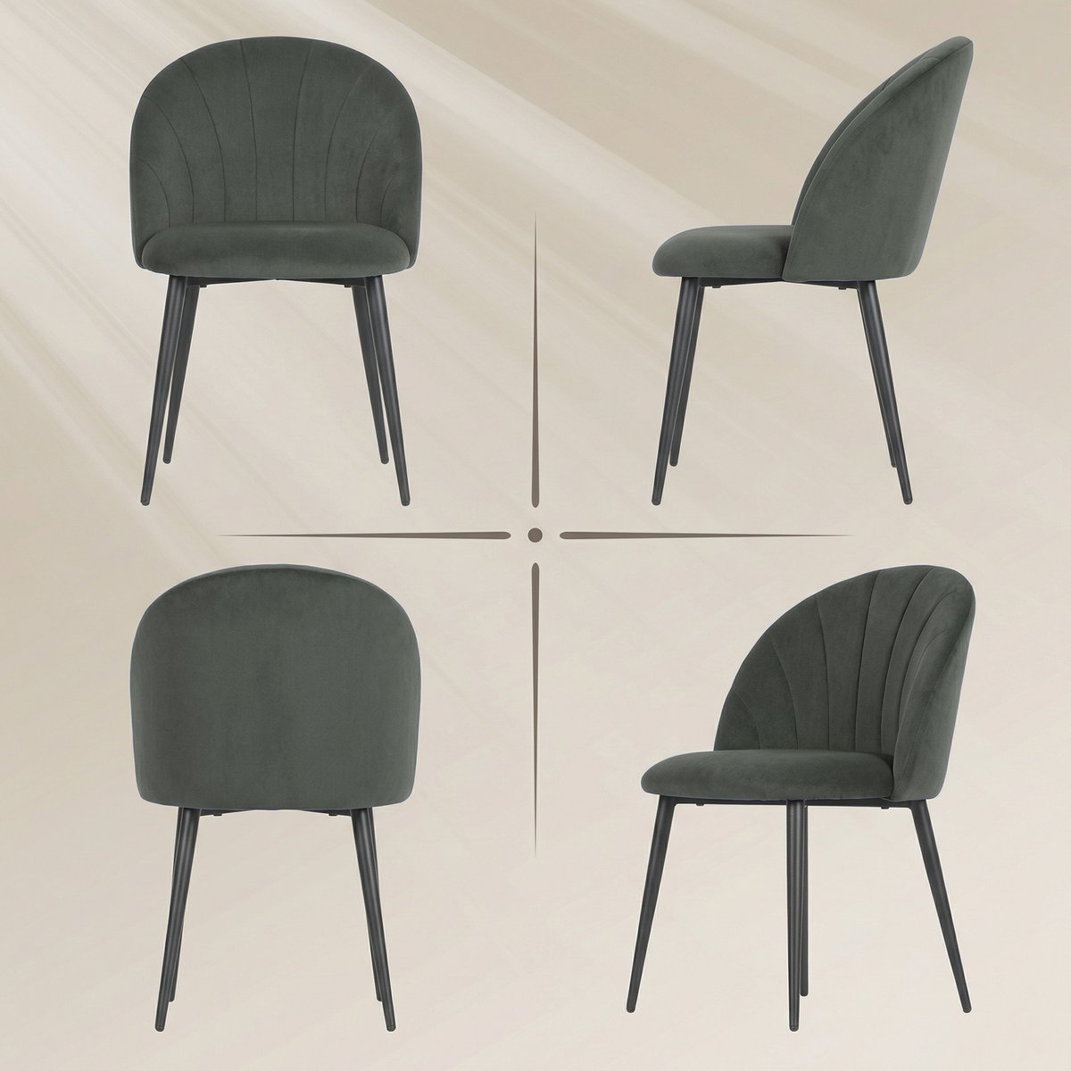 Chaise de salle à manger Velours (100 % gris et noir, HOMCOM