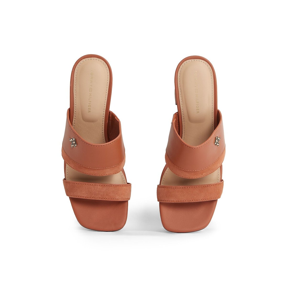 Leather Heeled Mules cognac, TOMMY HILFIGER