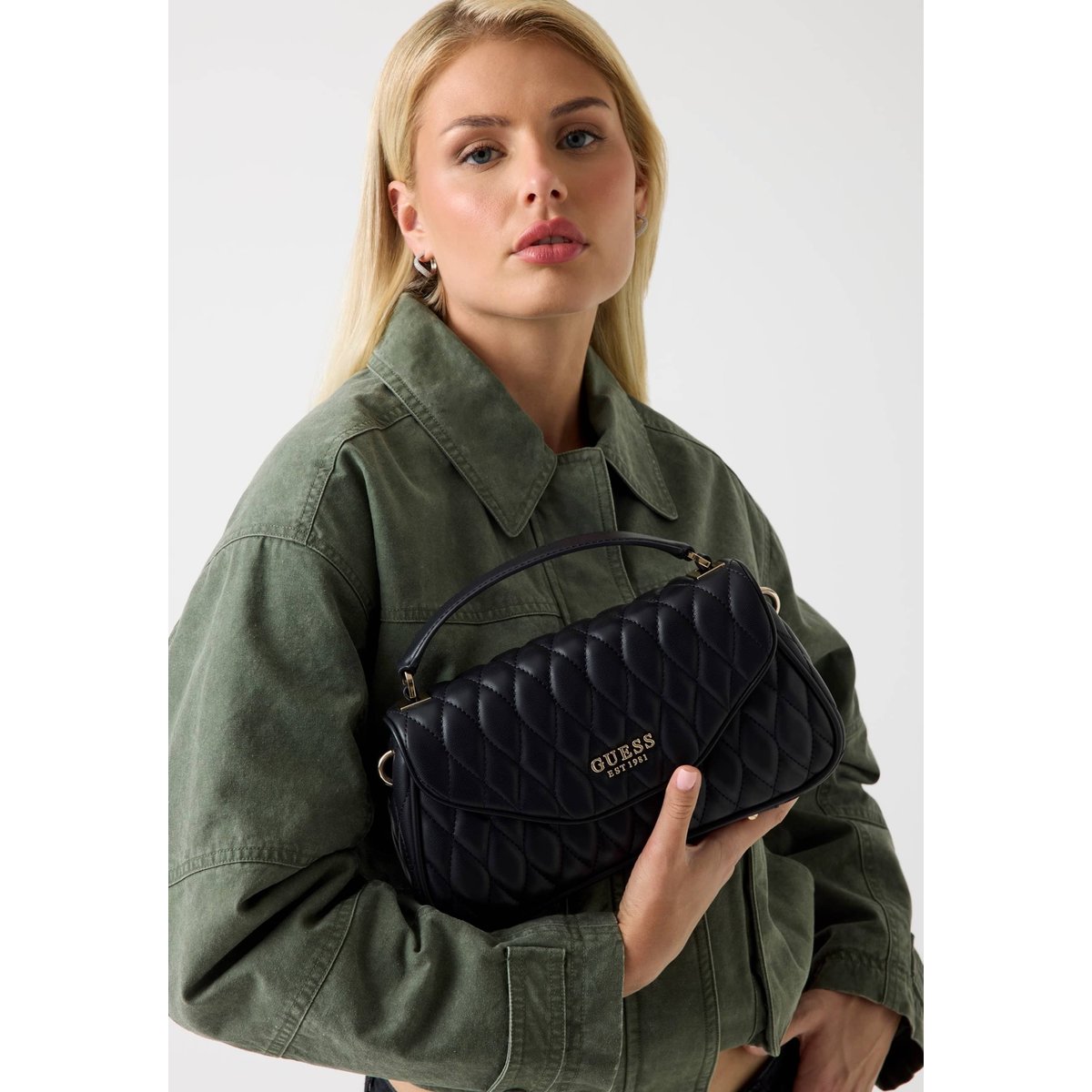 Sac À Main Valla Surpiqué noir, GUESS