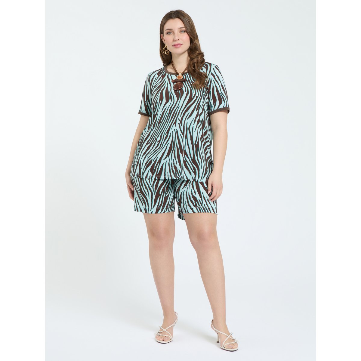 T-shirt imprimé zébré marron, FIORELLA RUBINO