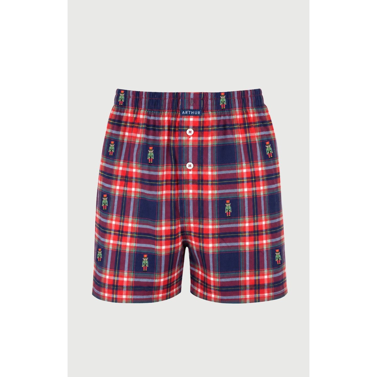 Caleçon classique en jersey de coton à carreaux Léon marine, ARTHUR