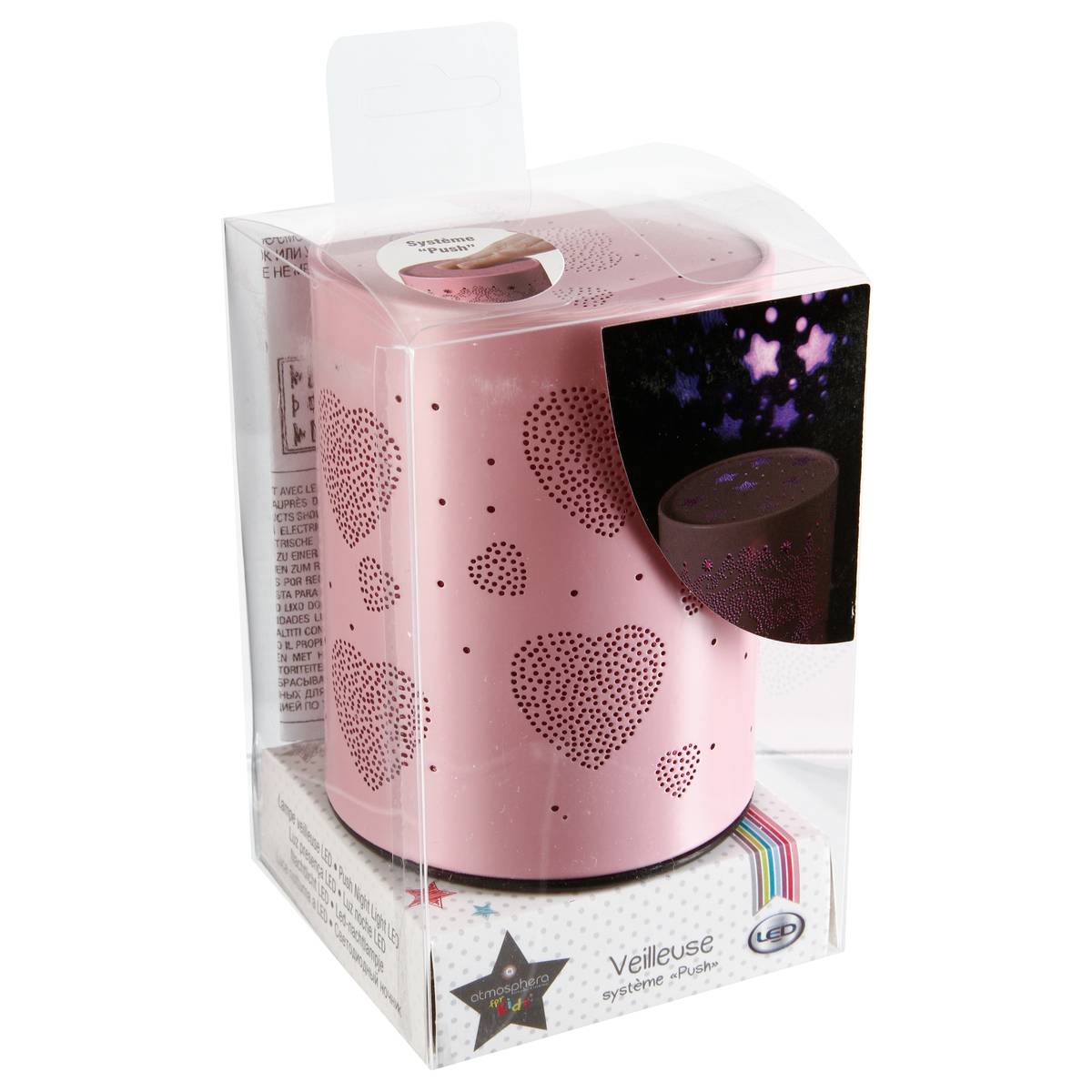 Veilleuse enfant LED PUSH gris étoiles, ATMOSPHERA FOR KIDS