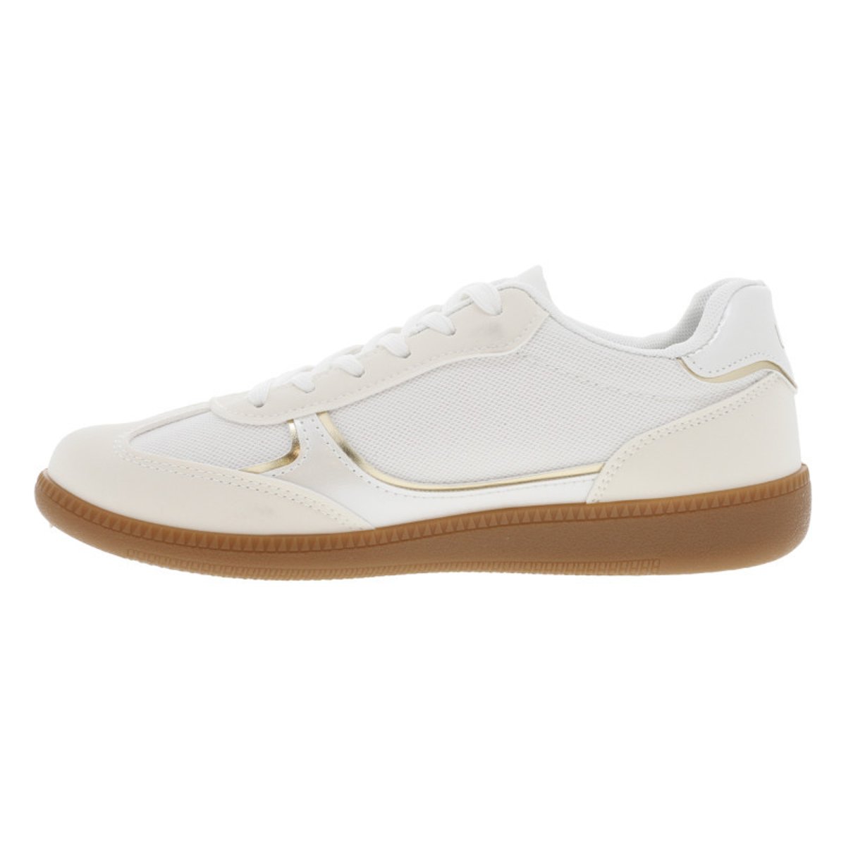 Tennis beiges et blanches pailletées à semelle plate et à lacets plats blanc, LPB Les P'tites Bombes