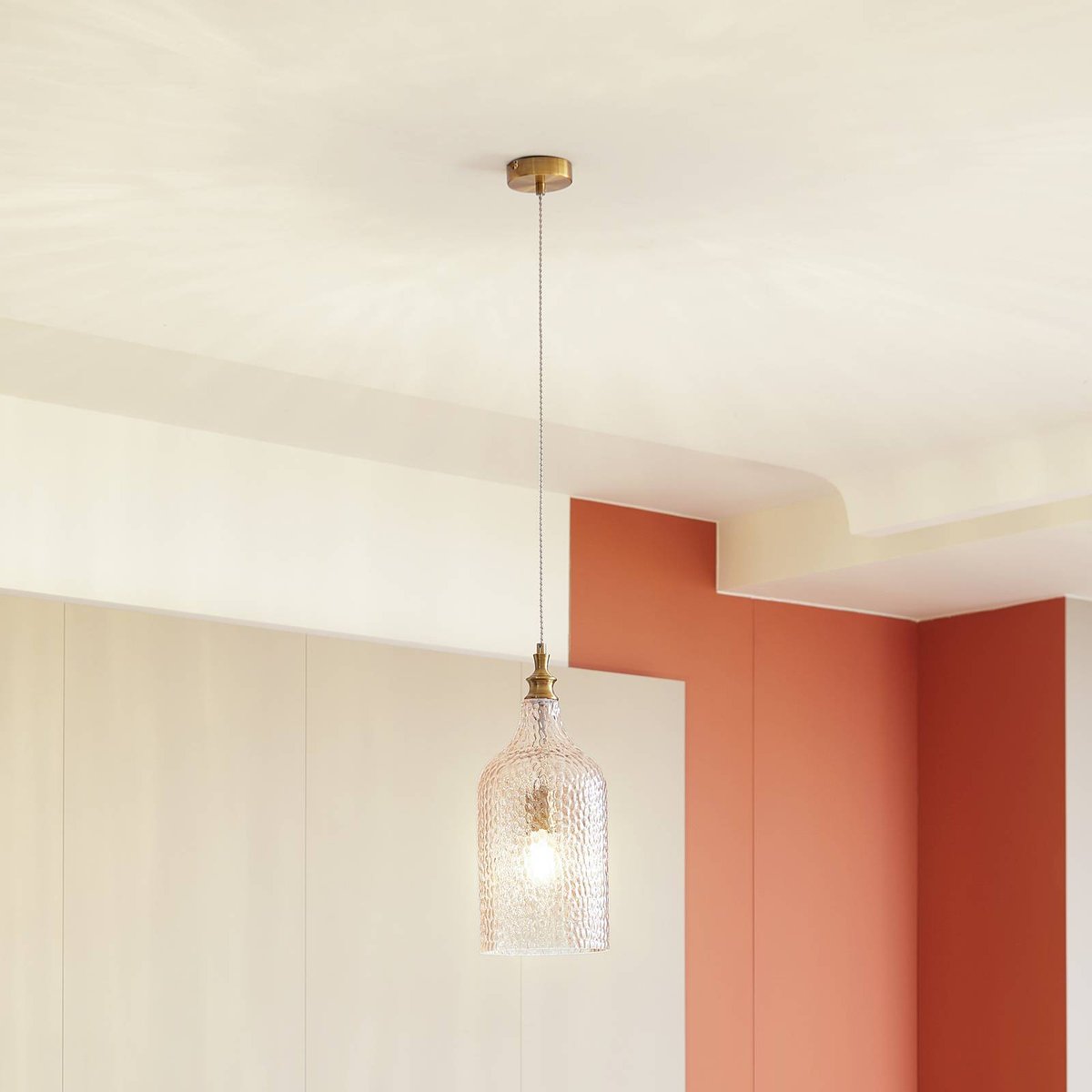 Suspension en verre vintage, Drakar ambre, or, LINDBY