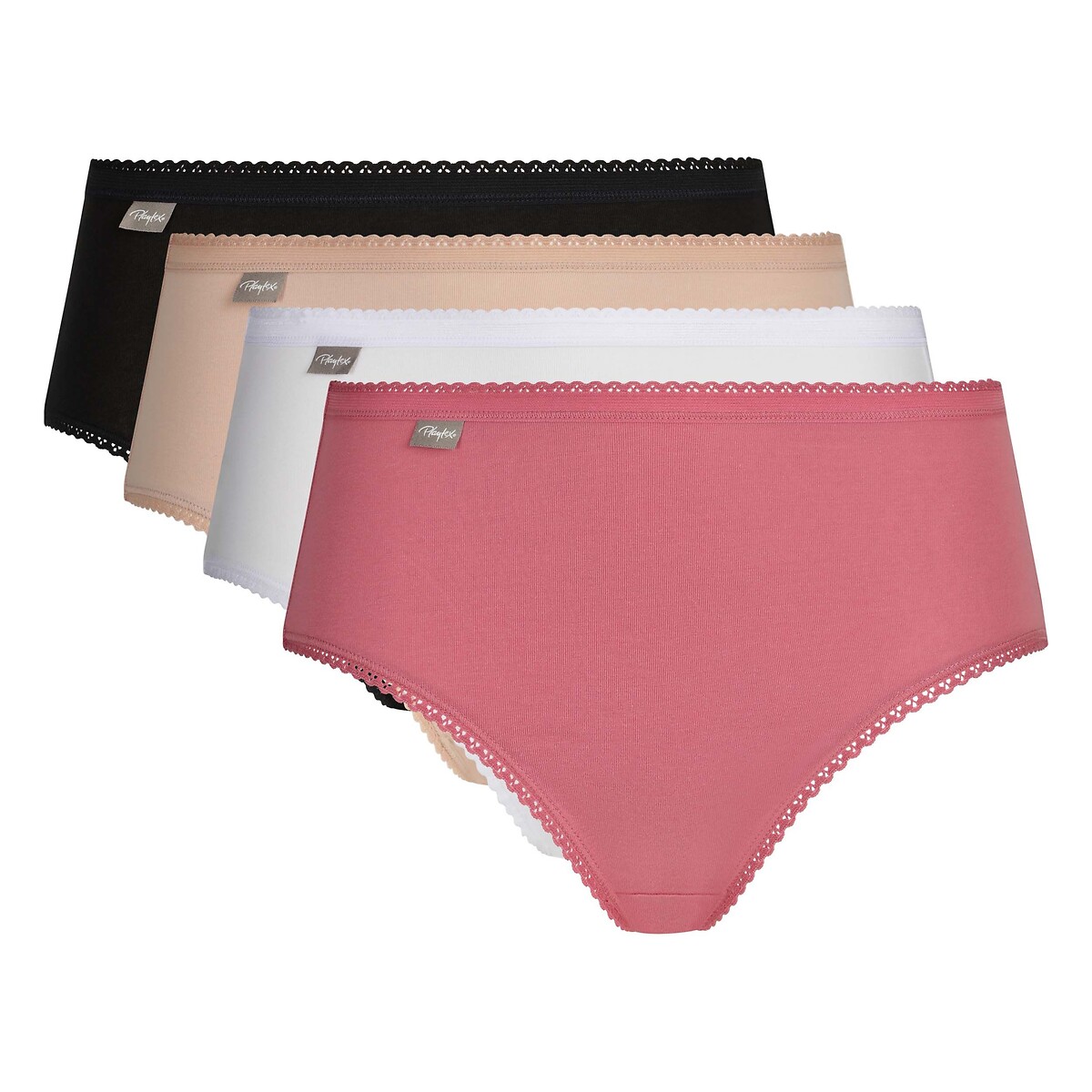 Confezione da 4 culotte vita media in cotone andalusia, PLAYTEX