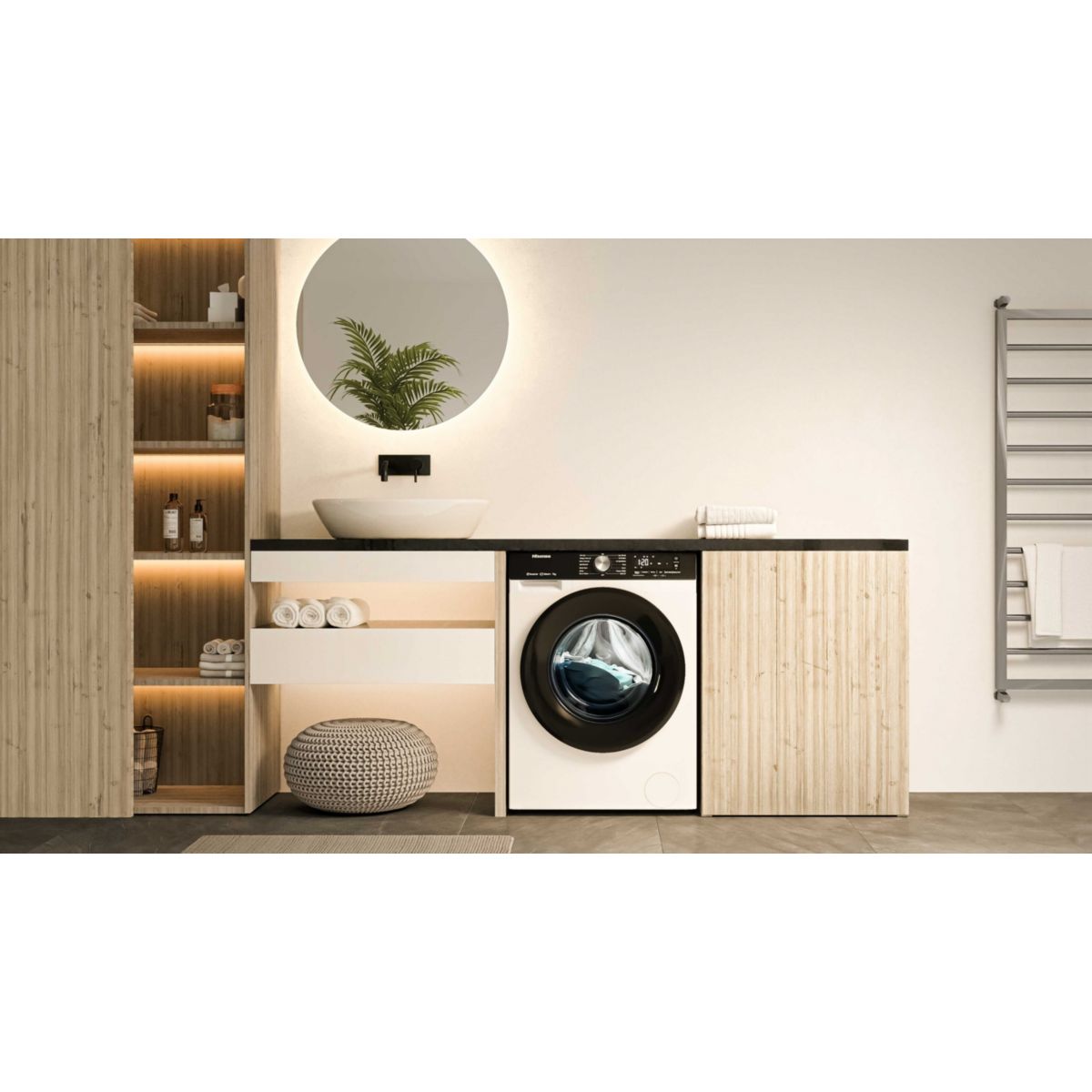 Lave linge hublot WF3S1043BW3 couleur unique, HISENSE