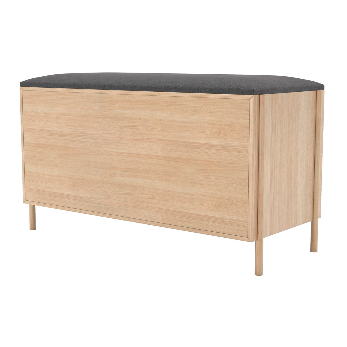 Banc d'entrée en chêne avec rangement et portes coulissantes, GABIN gris ardoise, HARTO