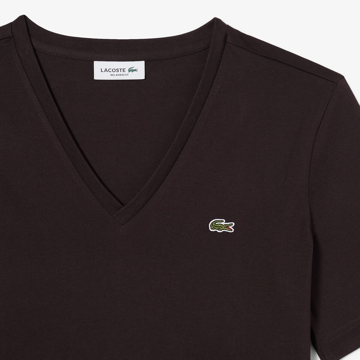 T-shirt met korte mouwen en V-hals zwart, LACOSTE