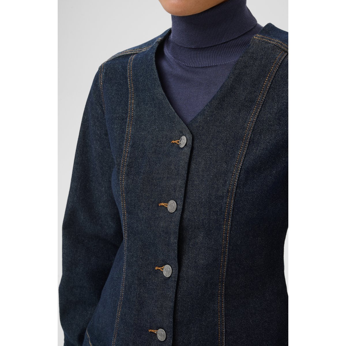 Chemise en jean manches longues bleu dark blue unwashed denim, KAFFE