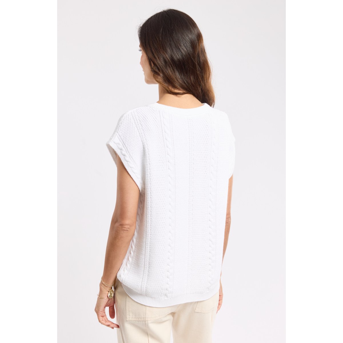 Pull sans manche en coton blanc, ARMOR-LUX