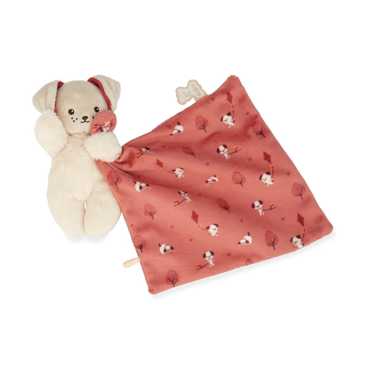 Doudou carré douceur plat Chien brique rouge rouge, beige, KALOO