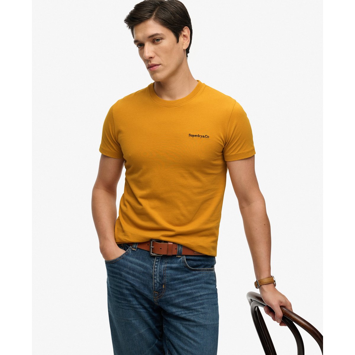 T-shirt Essential Company Logo Brodé marron ocre denim co, SUPERDRY